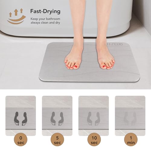 Stone Bath Mat Large, Diatomaceous Earth Shower Mat, Non-Slip Super Absorbent Quick Drying Bathroom Floor Mat, 2 Pack,23.62x15.35, Light Grey - color: Light Grey