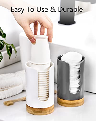 Ceramic Bathroom Cups Dispenser - 3-5 oz Disposable Paper & Plastic Bathroom Cups Holder - Mouthwash Cups Dispenser for Bathroom, Guest Toiletries, Countertop, Coffee - BPA Free (White) - color: White