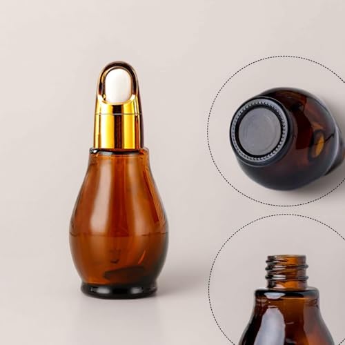 8 Pack 1oz Glass Dropper Bottles 30ml Amber Gourd Shaped Bottles with Dropper, Tincture Bottle,for Essential Oils, Hair Oil, Liquids, Perfume (Amber/Flower Basket Cap, 30ml) - color: Amber/Flower Basket Cap