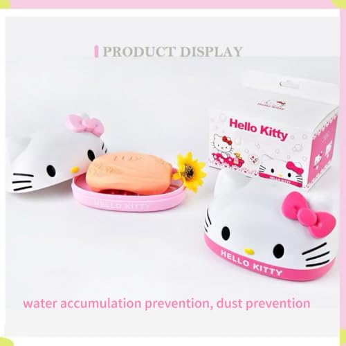 Kawaii Melody Soap Case Holder Container with Lid - Cute Soap Dish for Bathroom Accessories (Pink meldy) - color: Pink Meldy