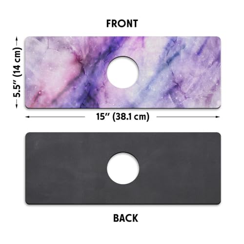 WIRESTER Super Absorbent, Fast Drying Kitchen Sink Splash Guard Faucet Mat, Sink Mat Behind Faucet Drip Catcher, Sink Gadget for Kitchen, Bathroom (15 x 5.5 Inch) - Purple Fuchsia Marble - color: Purple Fuchsia Marble