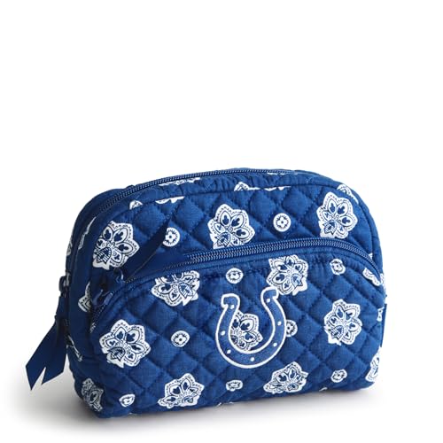 Vera Bradley Women's Cotton Nfl Medium Cosmetic Makeup Organizer Bag (Multiple Teams Available) - color: Blue/White Bandana with Indianapolis Colts, size: One Size