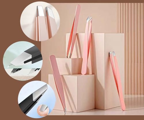 Tweezers for Women Facial Hair Eyebrow Kit Tweezer Set Black | Removal Tweezers Professional [9+1 PCS] Professional Stainless Steel Women &Men,Black Beauty Sets - color: Black