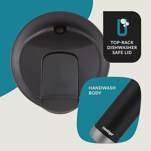 Contigo HuronTravel Mug Screw Cap Stainless Steel Drinking Cup - color: Licorice, size: 16oz