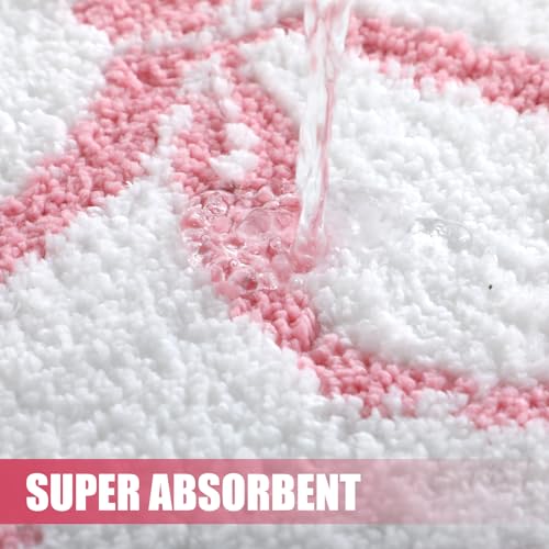 HunnmingRe Pink Bow Bathroom Rug Bow Toilet Rugs 20 x 20 Inches U Shaped Luxury Scalloped Bathroom Decor Non Slip Cute Microfiber Soft Plush Bath Mat Coquette Stuff for Toilet Back to School Shower - color: Pink, size: 20 x 20 Inches