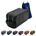 Toiletry Bag For Men Large, Premium PU Leather Travel Kit, Metal Zippers & Bottom Studs, Velvet Dust Bag & Shape-Retention Packaging – Gift Ready For Groomsmen, Anniversary, Birthday Gifts/ BLACK - color: BLACK