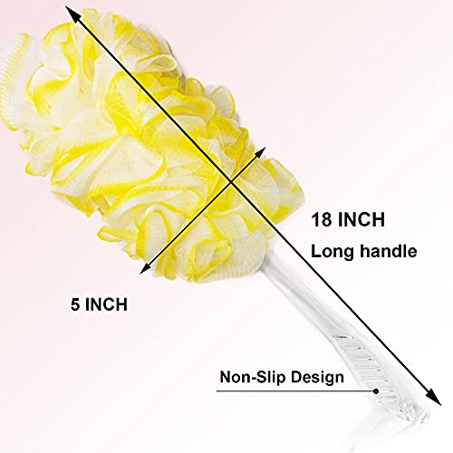PPHAO - Back Bath Brush - Long Handle Shower Scrubber - Yellow Loofah Exfoliating Body Scrubber for Men and Women - 1 Pack - style: Yellow