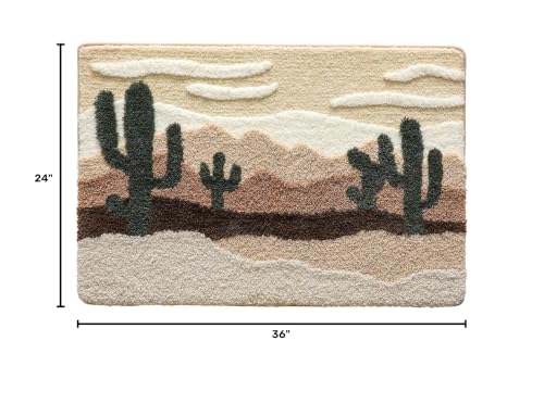 DEXI Bathroom Rug Washable, 36x24 Non Slip Bath Mat Absorbent, Soft Plush Desert Cactus Microfiber Bathmat Quick Dry for Shower Floor - color: Wasteland, size: 36" X 24" (Rectangular)
