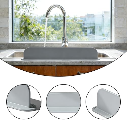 Sink Splash Guard, Sink Guard,Reusable Gray Countertop Spatter Protector,Say Goodbye to Wet Sleeves & Aprons.(19.29×3.35×1.97 Inches)