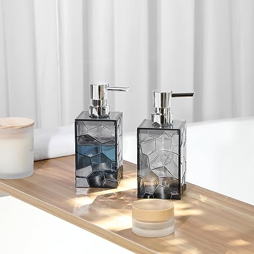 Hand Soap Dispenser, Clear Acrylic Plastic Liquid Pump Bottles Refillable Lotion Dispenser for Bathroom Decor Kitchen College Dorm, Grey - color: Clear Grey, size: 1 Pack
