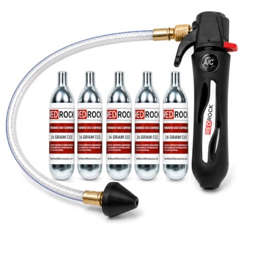 RedRock Gallo Drain Gun with 5 Unthreaded CO2 Cartridges for A/C Condensate Line Air Conditioner Cleaner Blaster Opener Kit with Five Cartridge Clears HVAC Clogs - color: Black