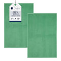 Casa Lino 100% Cotton Bath Mat Set of 2 (NOT A Rug) - 34" x 22" Bathroom Floor Towels - Machine Washable, Soft, Highly Absorbent & Quick Dry Bath Floor Towel (Green) - color: Green
