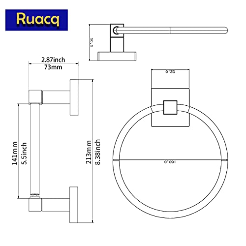 Ruacq Matte Black Toilet Paper Holder Towel Ring Bathroom Accessories Hardware Set Double Post Pivoting Toilet Roll Holder Square Stainless Steel and Zinc Alloy Modern Wall Mounted 2 Pieces - color: Matte Black, size: 2pcs
