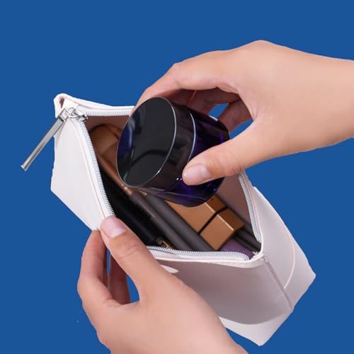 OverNews 4PCS 2oz Glass Jar Travel Size, Empty Cosmetic Lotion Container with Black Lid & Spatula, Small Mini Jar for Beauty (Blue) - color: Blue, size: 4