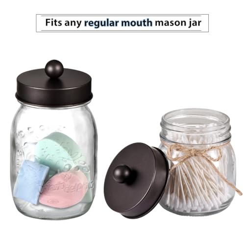 Mason Jar Bathroom Accessories Set(4pcs)-Jars Not Included - Foaming Soap Dispenser and Apothecary Jars Lids for Regular Mouth jar, Wide Mouth Toothbrush Holder lid, Farmhouse Decor-Bronze - color: Bronze, size: 1 Wide Mouth, 3 Regular Mouth