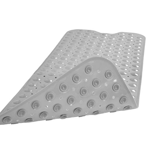 Bathtub and Shower Mats, Extra Long Non-Slip Bath Tub Mat 39 x 16 Inch, Machine Washable Bathmat with Suction Cups & Drain Holes for Bathroom Floor, Gray - color: Gray