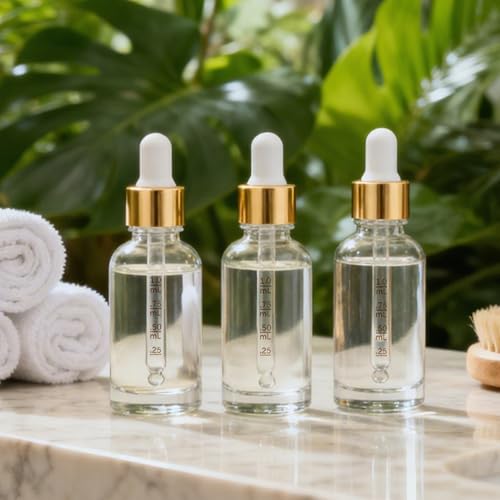 Bumobum 2 Pack, 2 oz Golden Cap Clear Glass Eye Dropper Bottle with Labels and Funnel, Leakproof Tincture Bottle with Measured Dropper for Essential Oils Bottles - color: Clear Golden Cap