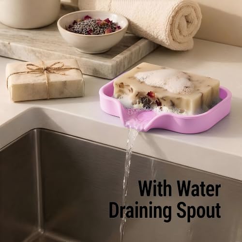 Zulay Kitchen Small Silicone Sponge Holder (4.9x3.3”) – Space-Saving Sink Organizer Tray for Sponge, Soap, Brush & More – Compact Non-Slip Dish for Kitchen & Bathroom (Lavender) - color: Lavender (Small), size: Small (4.9x3.3)
