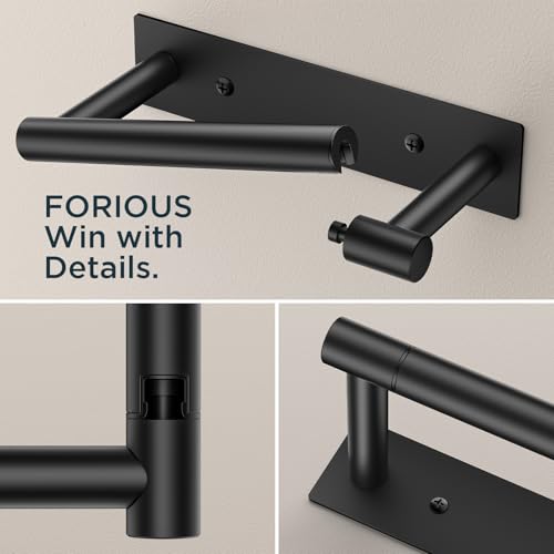 FORIOUS Toilet Paper Holder Wall Mount, Stainless Steel Rustproof Double Post Pivoting Tissue Roll Holder for Bathroom, Commercial Toilet Paper Dispenser (Matte Black, Modern Square 1 Pack) - color: Matte Black