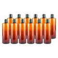 Plastic Amber Bottles (Pack of 12) - 16oz Amber Plastic Bottle with Screw Caps; Used as Reusable Shampoo, Lotion, Travel, Body Wash Container - size: 16 oz 12 pack