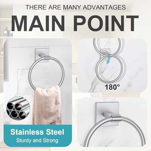 Brushed Nickel Bathroom Hardware Accessories Towel Bar Set, 10 Pieces Bathroom Towel Bar Holder Set, 23.6 Inch Stainless Steel Toilet Paper Holder Towel Racks for Bathroom Wall Mounted - color: Brushed Nickel, size: 10pieces A