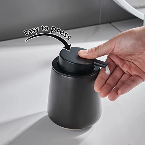 12Oz Hand Soap Dispenser Set - 2 Pack Ceramic Lotion Soap Dispenser Set with Easy-to-Press Black Pump, Refillable Mordern Liquid Dish Soap Dispensers for Bathroom & Kitchen (Black, Liquid Pump) - color: Black Liquid Dispenser