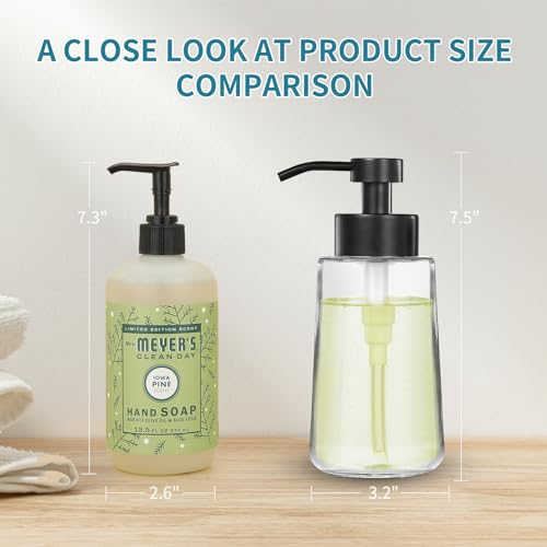 Soap Dispenser, Clear Glass Soap Dispenser with Rust Proof Pump, 16oz Liquid Soap Pump with Waterproof Labels, Dish & Hand Soap for Bathroom, Kitchen, Matte Black, Pack of 2 - color: Matte Black