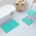 All American Collection 3PC Memory Foam Bath Mats Soft Plush Stripe Design Anti-Slip Shower Bathroom Contour Toilet Lid Cover Rugs (Stripe Aqua) - color: Stripe Aqua