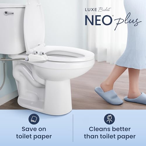 LUXE Bidet NEO 185 Plus - Dual Nozzle, Non-Electric Bidet Attachment for Toilet Seat, Patented Slide-In Install, 360° Self-Clean, EZ-Lift to Clean, Feminine & Rear Wash (Chrome) - color: Chrome