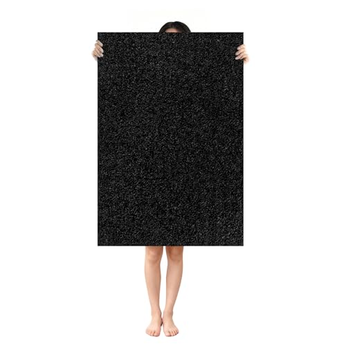 Shower Mat Non Slip: 35.4 x 23.6 Inch Extra Large Shower Mats for Inside Shower with Drain Hole - Soft PVC Loofah Anti Slip Shower Stall Mat for Walk-in Shower and Bathroom, Quick Drying - color: Black, size: 35.4" x 23.6" (Rectangular)