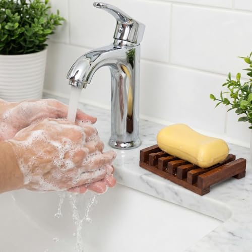 Teak Soap Dish Wood Soap Holder for Shower Teak Wood By HTB Soaps Tray for Shower Kitchen Sink Sink Bathroom Bathtub Extend Soaps Life and Keep Dry