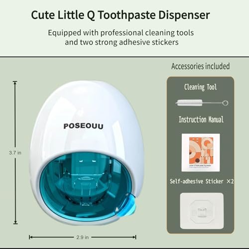 Toothpaste Dispenser Wall Mounted for Bathroom, Sapphire Blue | For Kids & Adults; Comes With Custom Cleaning Brush & 2 Heavy-Duty Adhesive Pads, Drill-Free Wall Mount Bathroom Accessory - color: Sapphire Blue