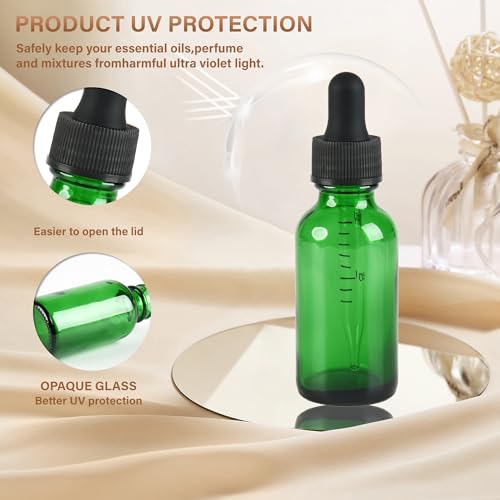NOOEEISS 12 Pcs, 1oz Dropper Bottle, Green Glass Eye Dropper Bottle,Tincture Bottles with Dropper, Leak-Proof Design, Stronger Suction, for All Kinds of Mixed Liquids - color: Green, size: 1oz-12Pack