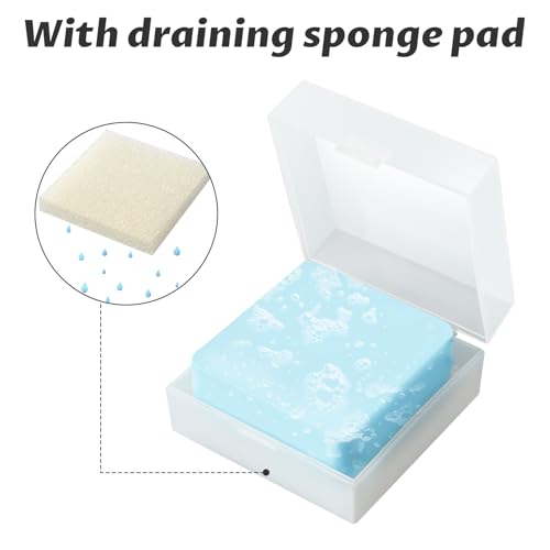 3 PCS Travel Soap Case for Dr Squatch Soap, Soap Holder Dish with Draining Pad, Portable Size Travel Essentials for Camping, Gym, Bathroom (Frosted Clear)