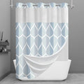 Yiatn No Hook Dark Blue Double Shower Curtain with Snap in Fabric Liner Set - Hotel Style with See Through Mesh Top Window, Modern Geometric Waterdrop Design,Waterproof and Washable, 71x74 INCH - color: Dark Blue, size: 71"W x 74"L (Pack of 1)