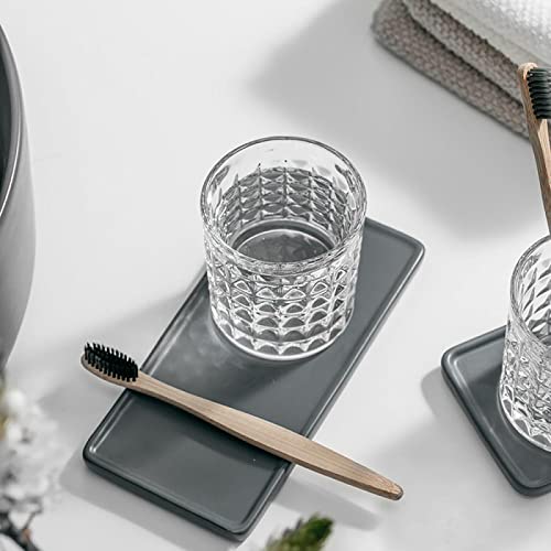 Gaolinci 2 Pcs Diamond Embossed Clear Glass Mouthwash Cup Cups, Bathroom Brushing Cup, 8 Oz - color: Clear