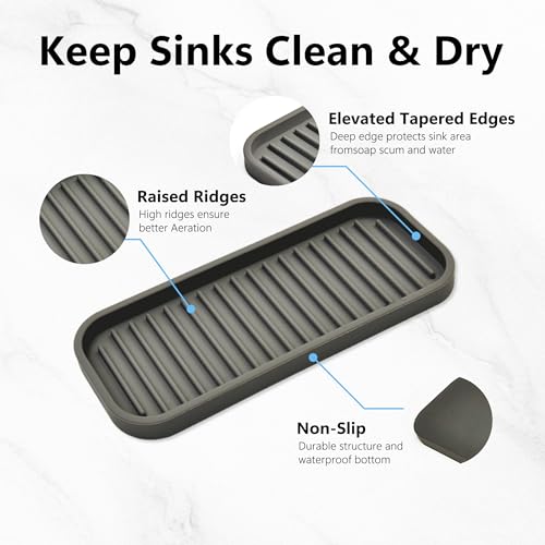 Gosmol Silicone Sponge Holder for Kitchen Sink - Soap Tray 2 Pack Brown | Kitchen soap tray, sponge tray, sink organizer, dish caddy; soap holder, soap dispenser, scrubber, spoon holder, accessories - color: Brown