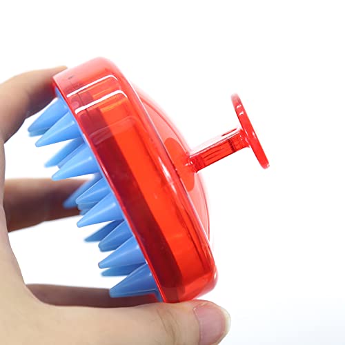 BTWTRY Red Hair Shampoo Brush Scalp Care Hair Brush with Soft Silicone Care Scalp Massager for The Scalp Exfoliate and Deep Scalp Cleansing (Red) - color: Red