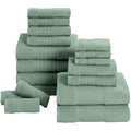 Modern Threads Air Cloud 18-Piece Towel Set - 100% Zero-Twist Cotton, 500 GSM, Quick Dry & Plush, Eucalyptus - color: Eucalyptus, size: 18 Pcs Towel Set