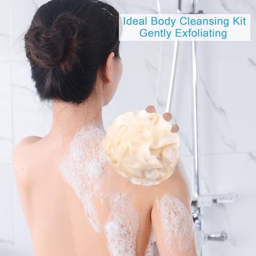 AmazerBath Loofah Sponge 60g/Piece, Exfoliating Bath Sponge Body Scrubber - Loofa Set of 4 - Cotton Candy Quartet - style: Cotton Candy Quartet