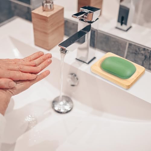 12 Pcs Bamboo Soap Dish Bulk, Self-Draining Non-Slip Bamboo Soap Trays Bulk, Wooden Soaps Holder Tray, Shampoo Bar Holder for Bathroom, Kitchen (3 Sizes)