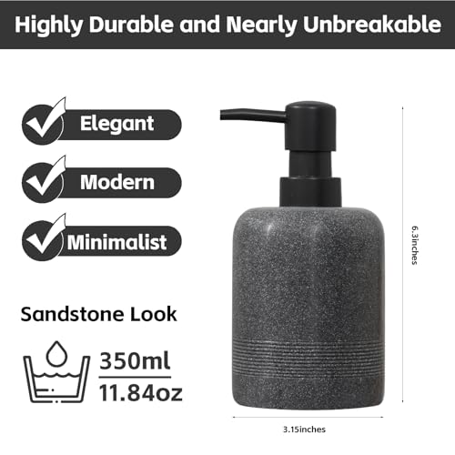 Soap Dispenser Set, 2pcs 350ML 11OZ Hand Soap Lotion Dispenser for Bathroom Countertop and Kitchen Sink, Shampoo Condition Refillable Bottle for Modern Decor Hotel Office (Dark Grey) - color: Dark Grey