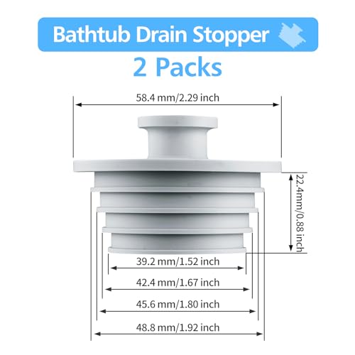 Aluvor Bathtub Stopper Drain Plug Bathroom Tub Plug Sink Stopper 2pcs | Silicone Bathtub Drain Plug Tub Drain Stopper Washbasin Stopper - color: Gray, size: Large