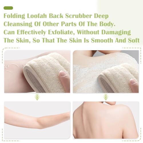 Natural Loofah Back Scrubber for Bath Shower, Deeply Exfoliating | Body Scrubber, Back Scrub Strap for Men and Women, Biodegradable, Bath Sponge to Exfoliate, Invigorate Your Skin