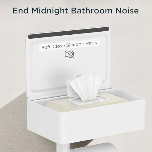 FORIOUS Toilet Paper Holder with Shelf, Sanitary Napkin Receptacle Tampon Holder, Wall Mount Toilet Paper Holder with Storage, Flushable Wipes Dispenser Fits for Bathroom Commercial(1, White) - color: White, size: 1 Pack-8" (L)