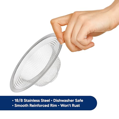 HIC Kitchen Mesh Sink Strainer, 18/8 Stainless Steel, 4.5-Inches - style: Sink Strainer, Single