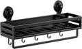 Suction Cup Shower Caddy,11.8 inch Extended Version, with 5 Hooks & Towel Rrack, No Drilling Required, Rust-resistant Bathroom Shower Organizer (1Pack-Black) - size: 11.8 inches(US)