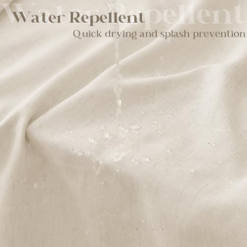 Beige Linen Shower Curtain for Bathroom Water Repellent 72x72 Inch | Neutral Shower Curtains Flax Textured Bath Decor Drapes Boho Farmhouse Rustic Shabby Chic Country Tan Beige with Hooks - color: Warm Beige, size: 72"W x 72"L (Pack of 1)