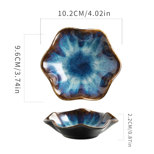 Ceramic Lotus Leaf Trinket Dish, Ring Holder for Jewelry | Keeps earrings, necklaces, keys, and keepsakes handy on vanities or nightstands, a sweet gift for moms, sisters, and friends - color: blue
