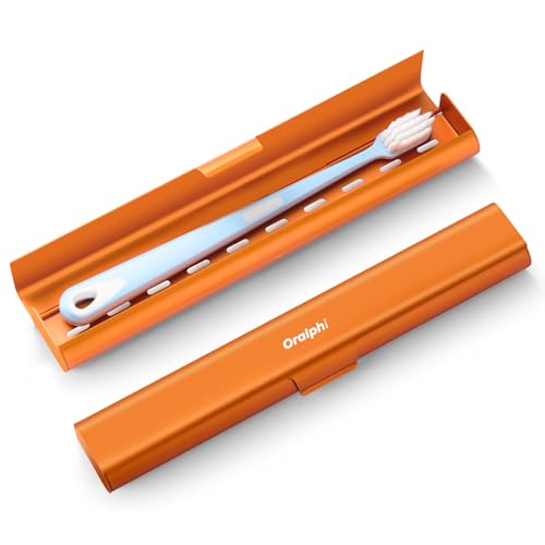 Aluminum Toothbrush Travel Case, Portable Travel Toothbrush Holder, Durable Manual Toothbrush Box Container for Traveling, Bathroom, Camping, Business Trip-Pumpkin Orange - color: Orange, size: 1 Pack (Standard)